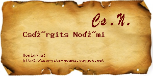 Csörgits Noémi névjegykártya